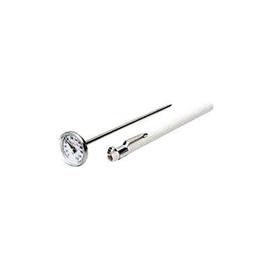 Dial Type Liquid Thermometer,"Stainless steel dial thermometer with probe and white sleeve"