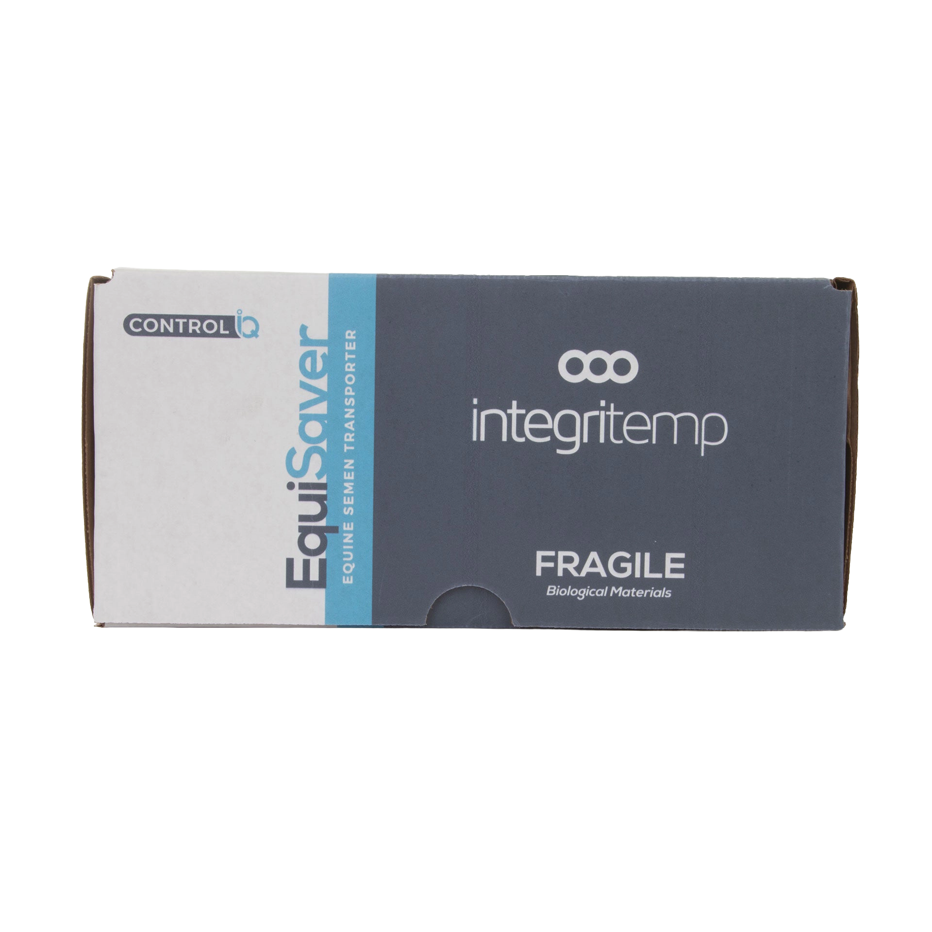 EquiSaver Cooled Semen Shipper,"Rectangular shipping box with white and dark gray front panel"