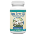 Sure Grow 100™,"Plastic supplement bottle with white cap and puppy image label"