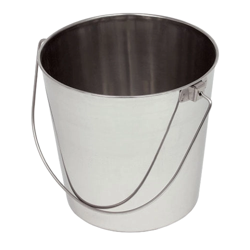 Stainless Steel Pails,"Open metal pail with wire handle"