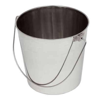 Stainless Steel Pails,"Open metal pail with wire handle"