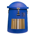 Protective Shipping Carton - Doble 34,"Blue cylindrical shipping carton with domed lid and metal latch"
