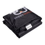 Puppywarmer Cover,"Folded black cover with logo and size tag"