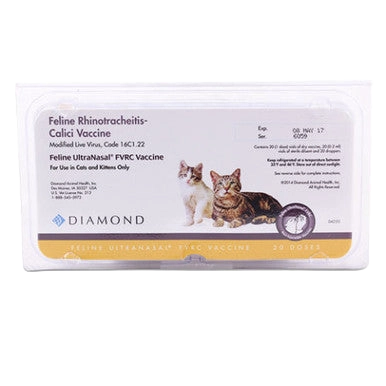 Feline UltraNasal® FVRC,"Plastic blister pack vaccine tray with cat label"