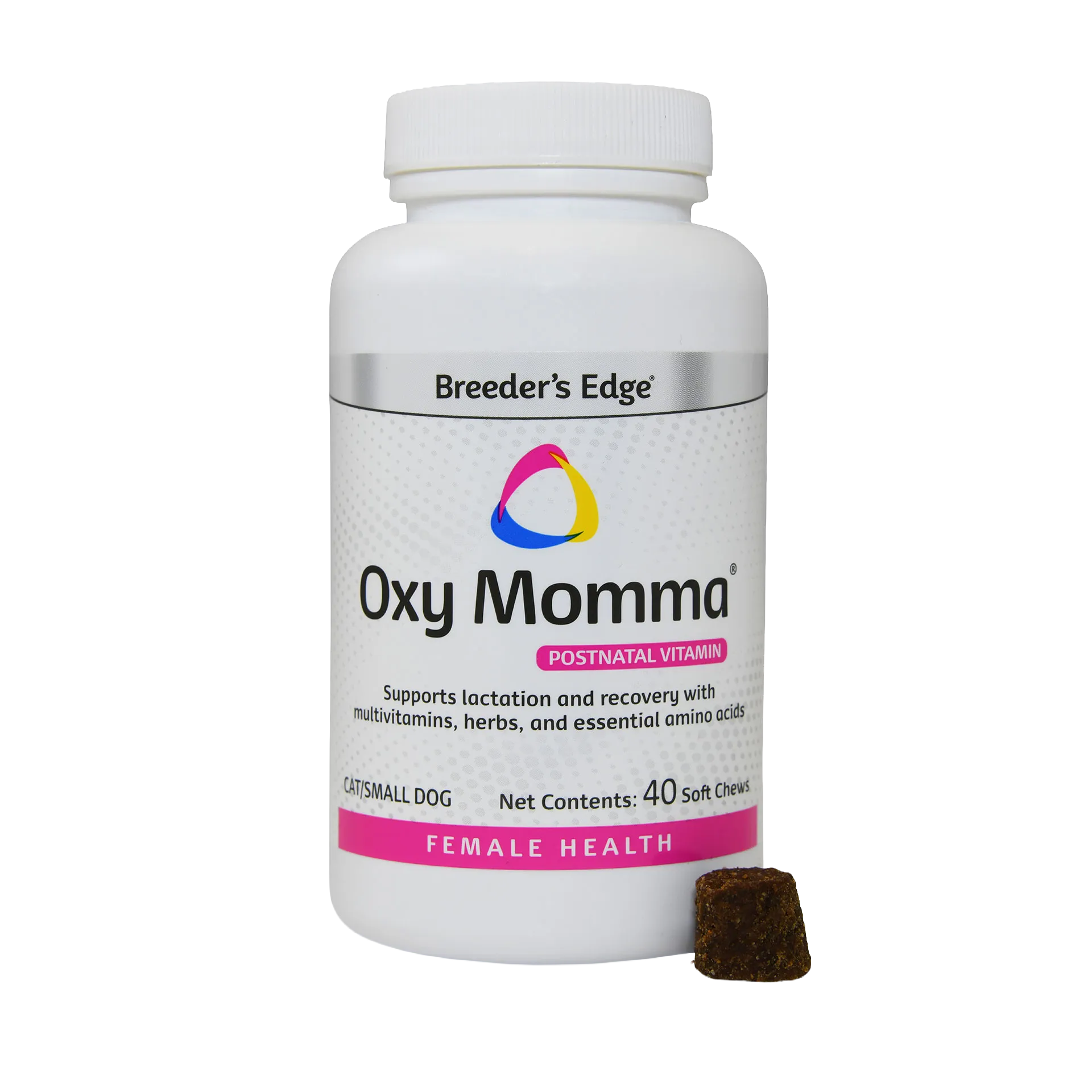 Whelping Bundle,"White supplement bottle with pink label and one soft chew"