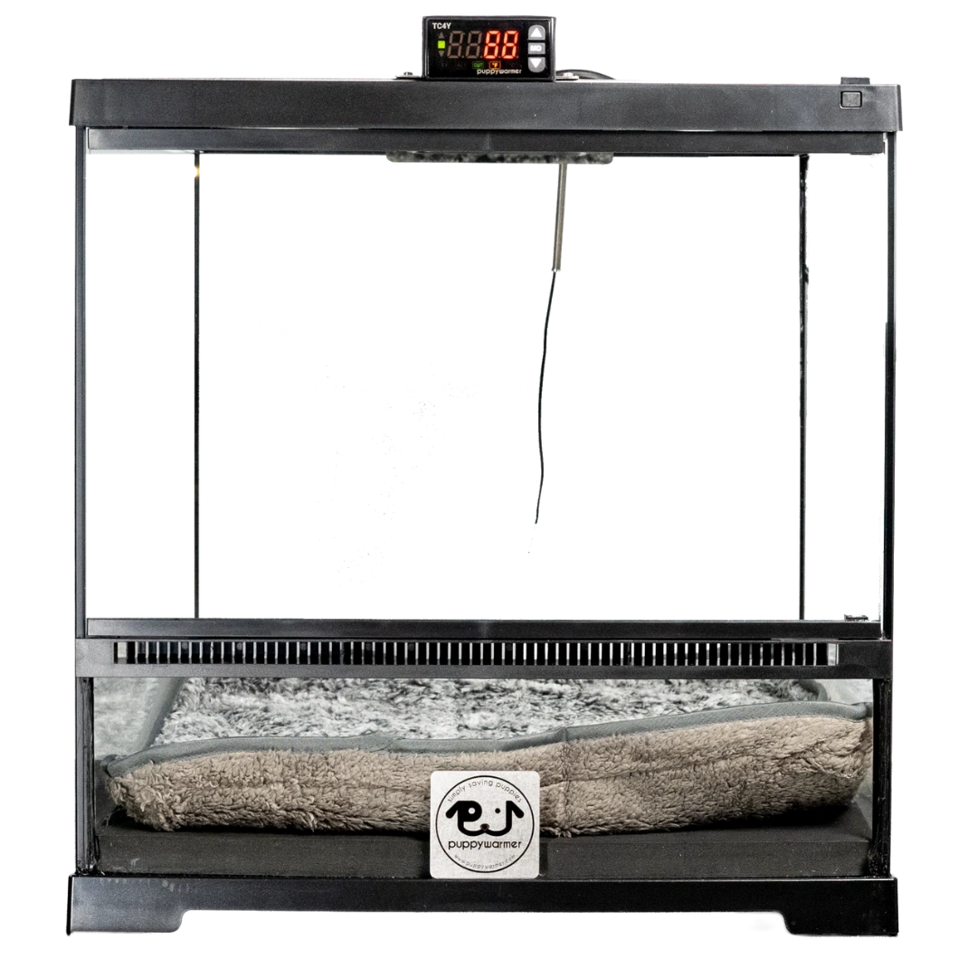 Puppywarmer® Puppy Incubator,"Puppy incubator with digital control panel and fleece bed"