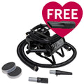 K-9 III Dog Dryer With FREE Water Peeler,"Black dog dryer with hose, nozzles, and water peeler attachment"