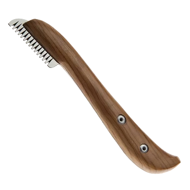 Aaronco Coarse Stripping Knife,"Wood-handled knife with serrated metal blade"