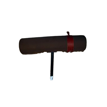 Paulsonbilt Economy Breeding Mount,"Brown padded mount with red strap and black support post"