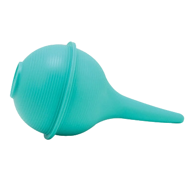 Bulb Syringe,"Blue ribbed bulb syringe side view"