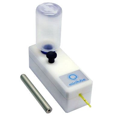 Manual Ball Sealer,"White handheld sealer with clear cylinder and metal rod"