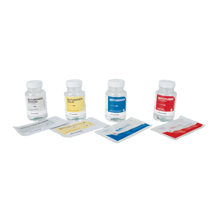 Botu Test Kit,"Four small bottles with white caps and foil packets"