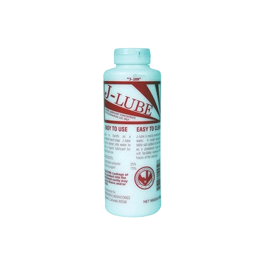 J-Lube,"Light blue bottle with screw cap"