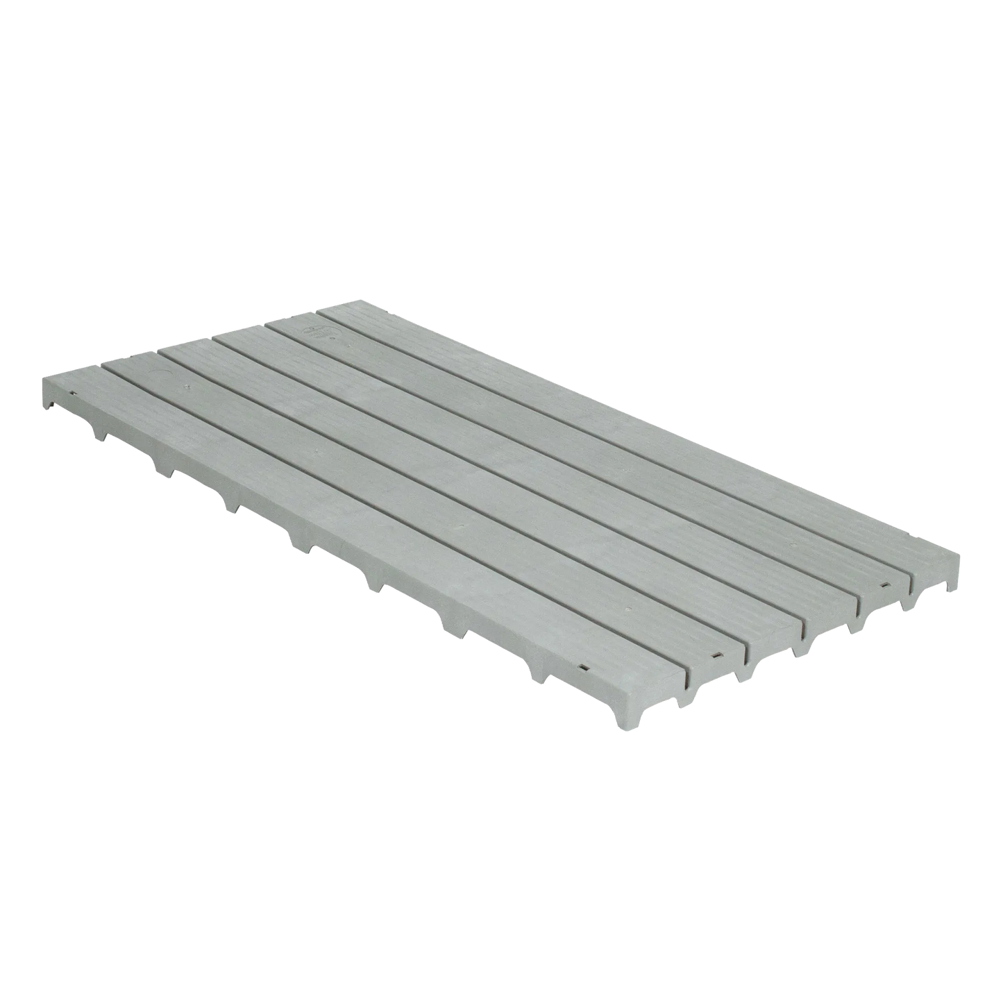 Kennel Deck®,"Gray slatted deck panel shown at an angle"