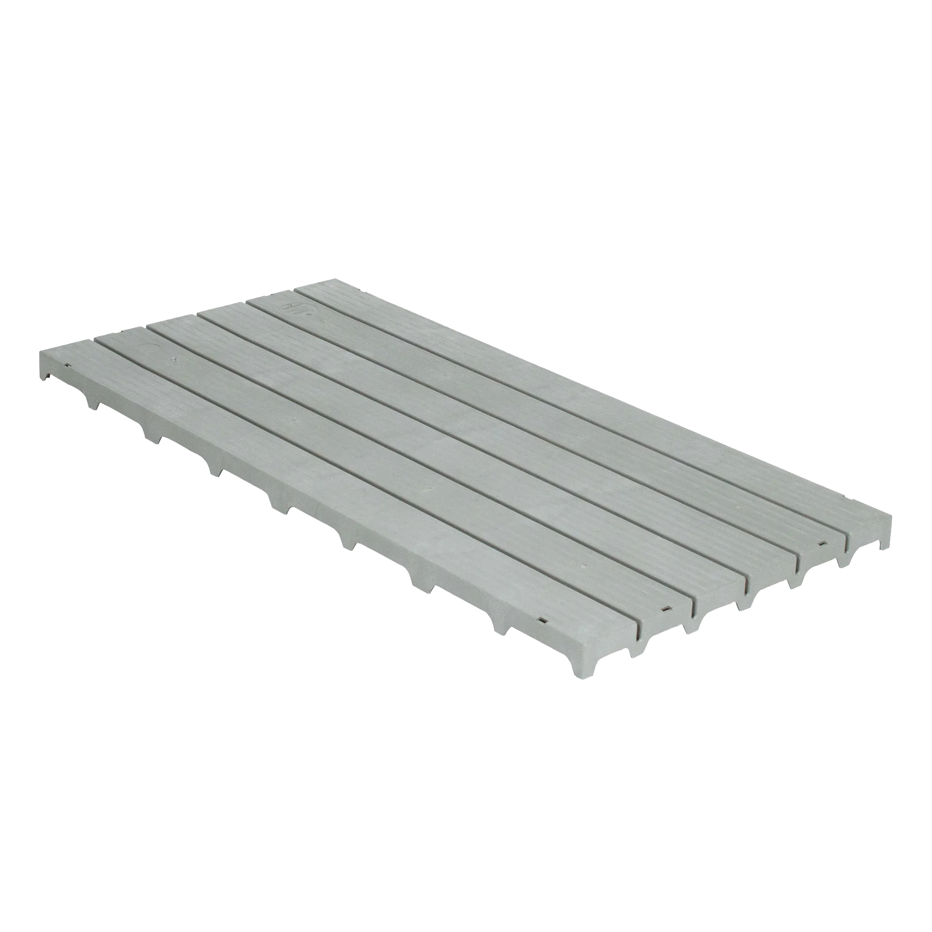 Kennel Deck®,"Gray slatted deck panel shown at an angle"