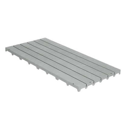 Kennel Deck®,"Gray slatted deck panel shown at an angle"