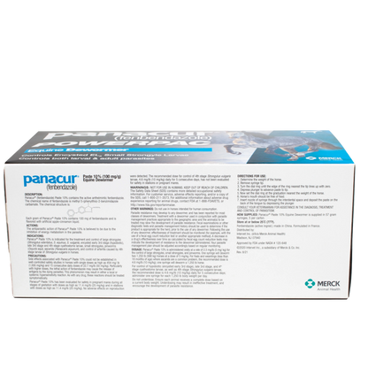 Panacur® PowerPac Paste Horse Dewormer,"Rectangular dewormer box with horse image and side panel text"