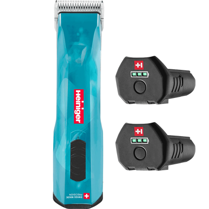 Opal Cordless Clipper and Free Blade,"Blue cordless clipper with two black battery packs"