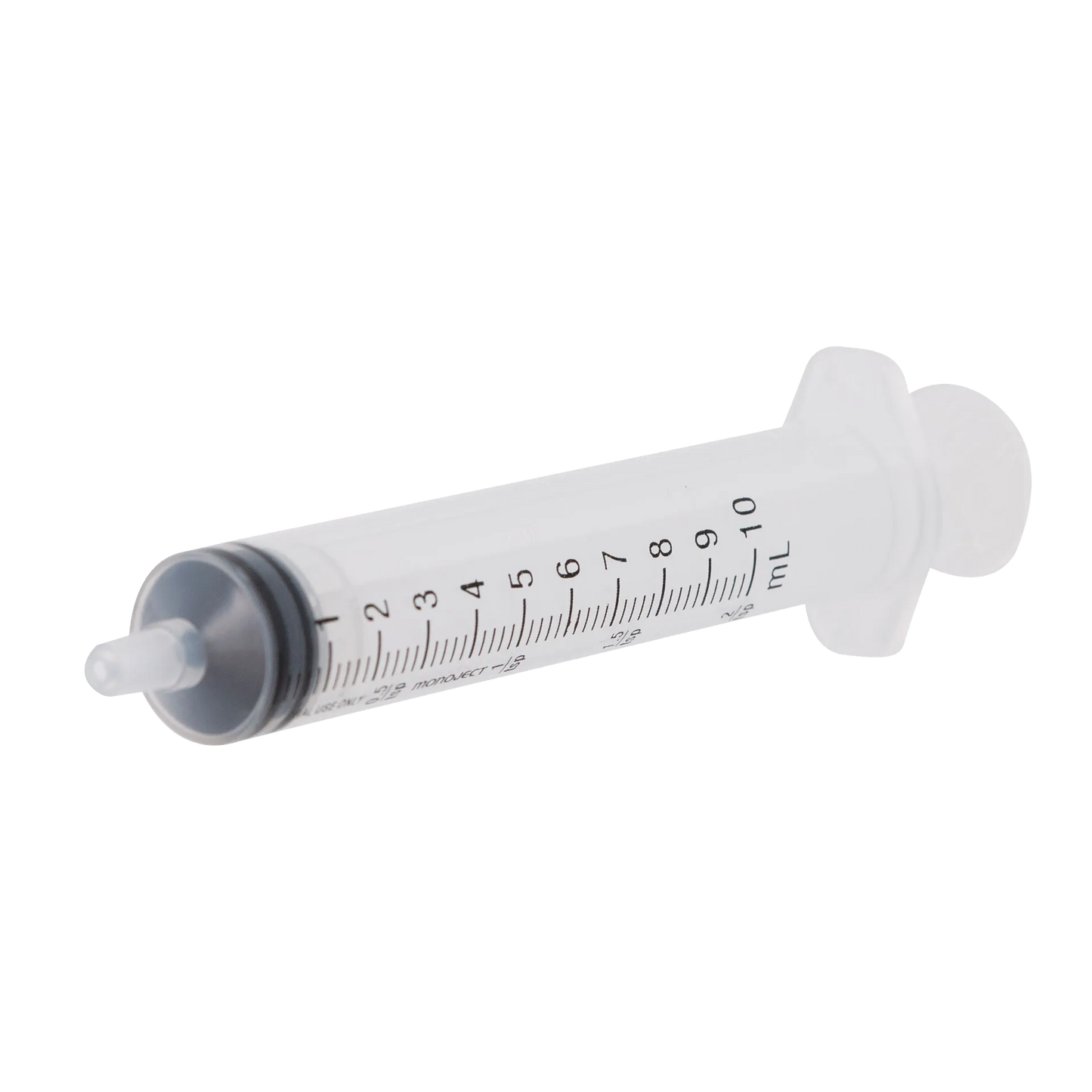 MonoJect™ 10cc Oral Syringe,"Clear oral syringe with black measurement markings"