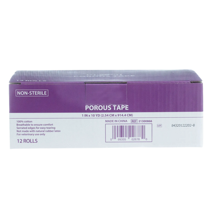 "Porous Tape 1""","Purple and white tape box, front panel view"