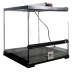Puppywarmer® Puppy Incubator,"Glass-sided incubator with black frame and top digital control"