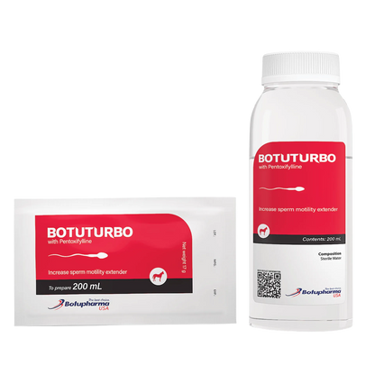 BotuSemen Turbo,"White bottle with screw cap and matching packet"