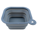 Replacement Collapsible Dog Bowls,"Blue-gray collapsible pet bowl with paw-shaped tab"