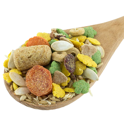 ZuPreem Smart Selects,"Wooden spoon with seeds and colorful pellets"