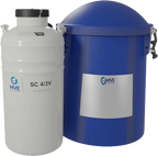 Tank SC 4/3V Tank with Protective Shipping Cover,"White tank beside blue protective shipping cover"
