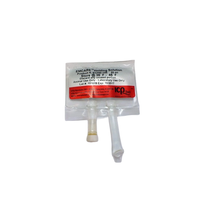EmCare Holding Solution,"Clear solution pouch with two attached plastic tubes"