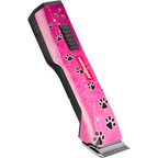 Pink Paws Saphir Cordless Clipper Two Batteries by Heiniger,"Pink clipper with black paw print pattern"