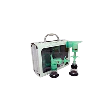 McCulloch ONE PUFF Small Animal Aspirator and Resuscitator,"Portable device case with green tubing and two suction cups"