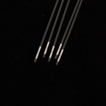 Straw, Radiated,"Five clear plastic straws with white cotton inserts"