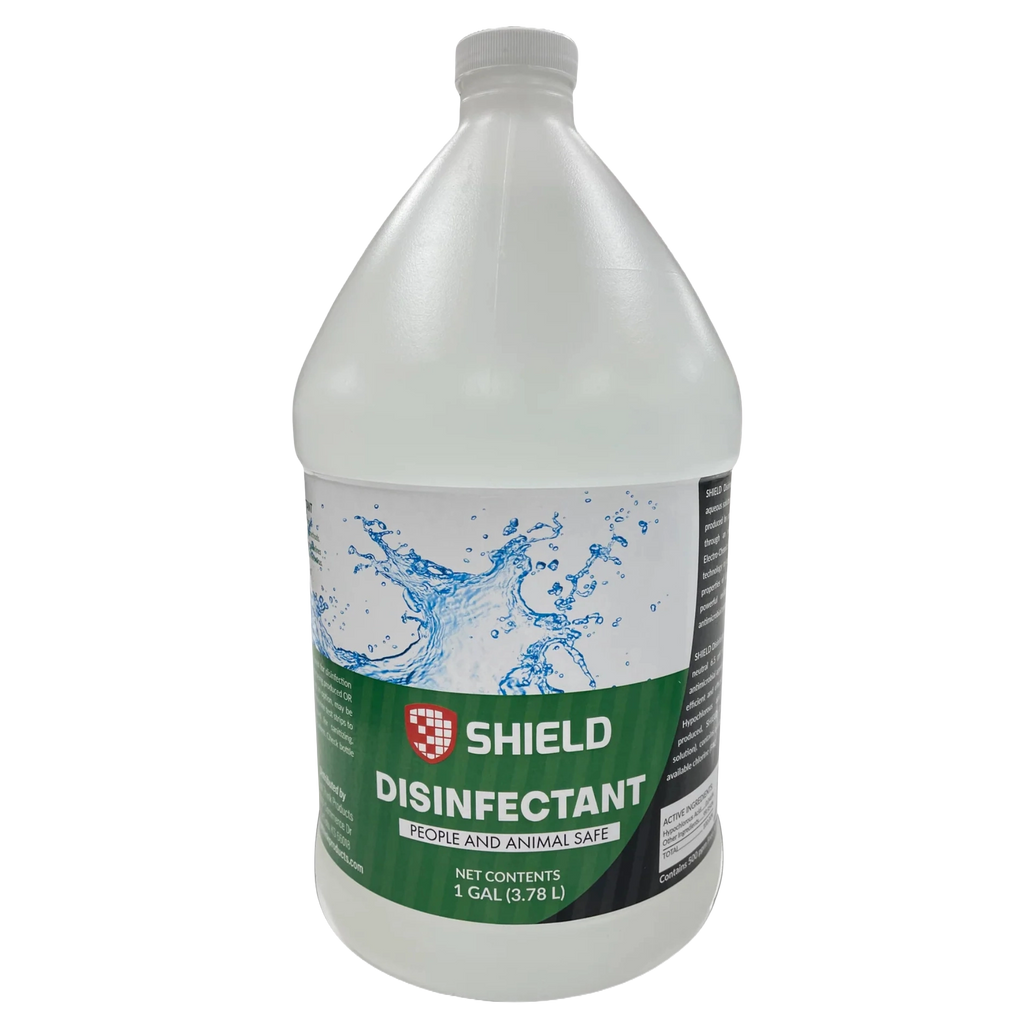 Disinfectant Spray by Shield,"One-gallon bottle with screw cap and green label"