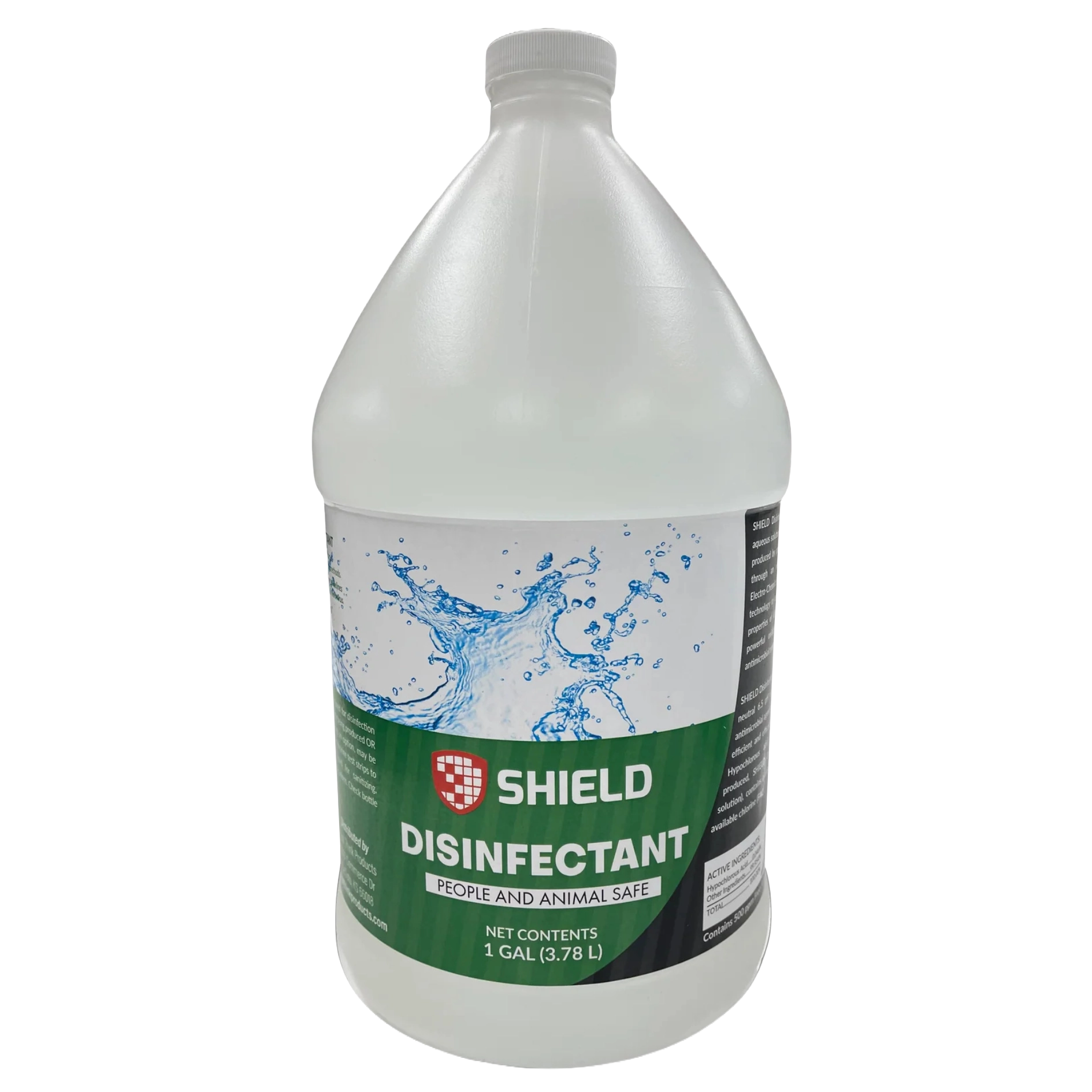 Disinfectant Spray by Shield,"One-gallon bottle with screw cap and green label"