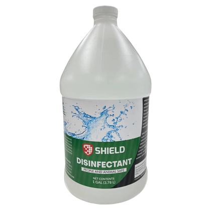 Disinfectant Spray by Shield,"One-gallon bottle with screw cap and green label"