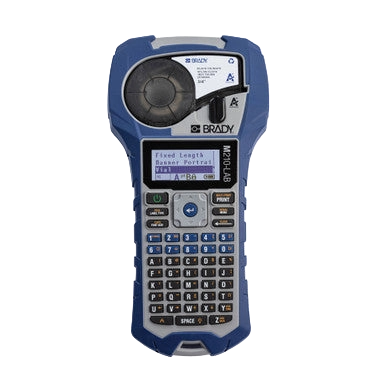 Lab Label Printer and Self-Laminating Cryogenic Polyester Labels,"Blue handheld label printer with keypad and screen"