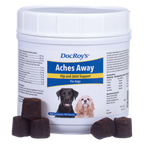 Doc Roy's® Aches Away™,"White plastic tub with dog supplement chews in front"