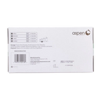Latex Gloves,"Back of glove box with barcode and size chart"
