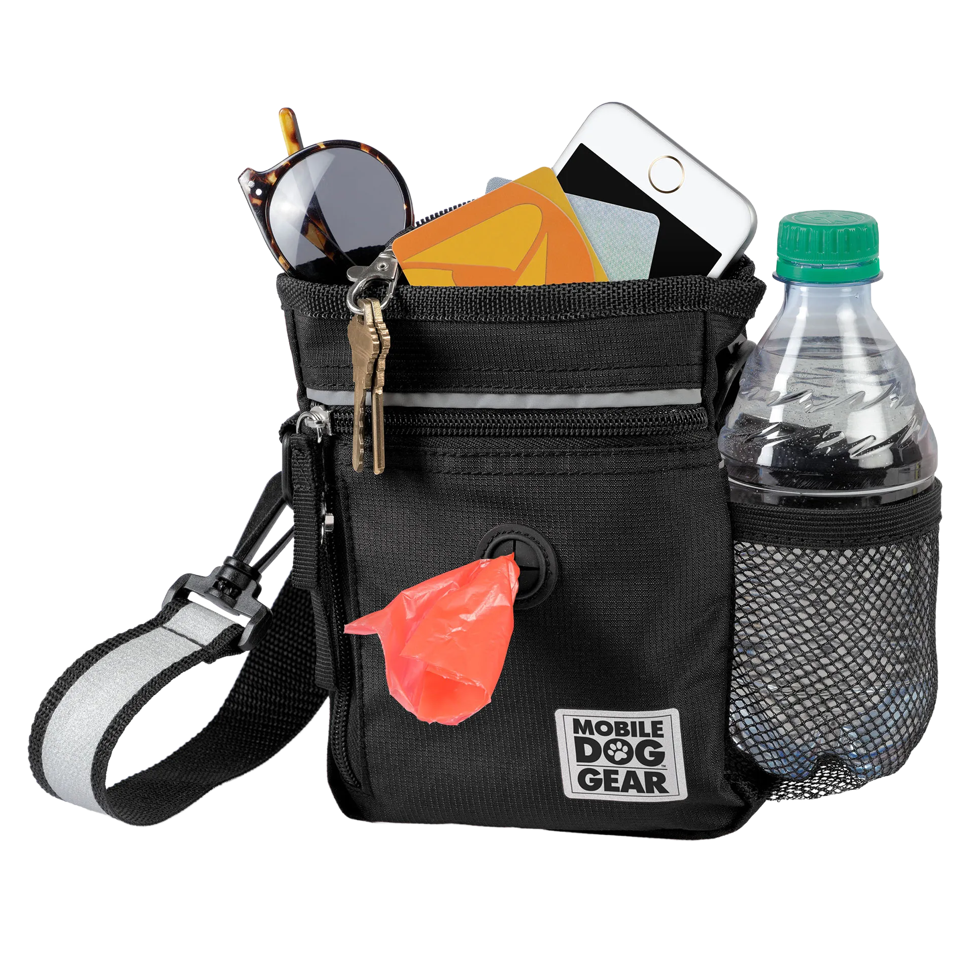Day/Night Walking Bag,"Black walking bag with water bottle pocket and waste bag dispenser"
