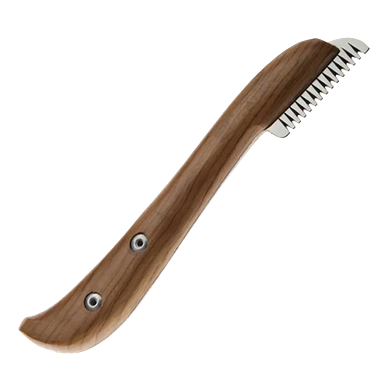Aaronco Coarse Stripping Knife,"Wood-handled stripping knife with serrated metal blade"