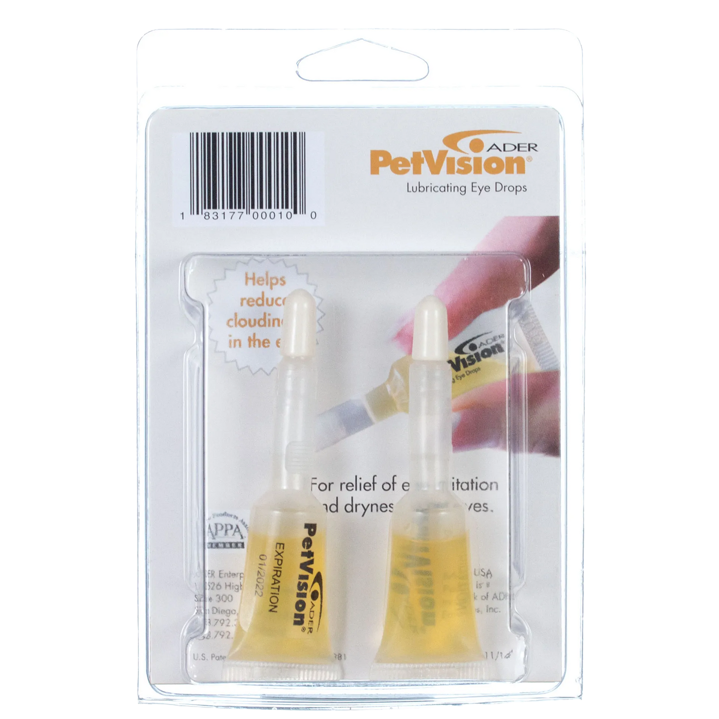 PetVision® Lubricating Eye Drops,"Blister pack with two eye drop tubes"
