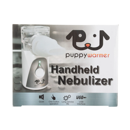 Puppywarmer Handheld Nebulizer,"Handheld nebulizer box with clear mask attachment"