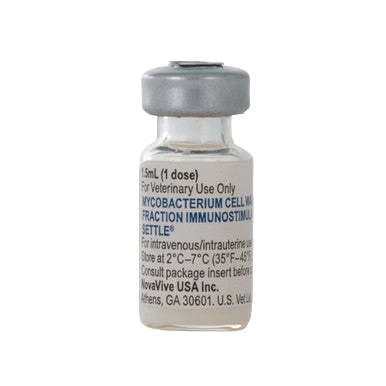 Settle,"Small clear vial with silver cap and printed label"