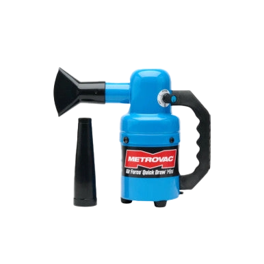 Quick Draw Compact Dog Dryer Mini Variable Speed,"Blue handheld pet dryer with two black nozzle attachments"