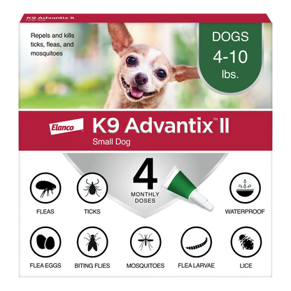 K9 Advantix™ II,"Front of box with small dog photo and applicator tube"