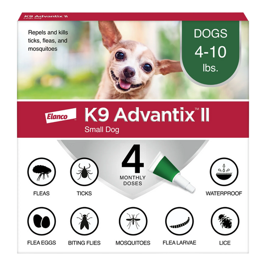 K9 Advantix™ II,"Front of box with small dog photo and applicator tube"
