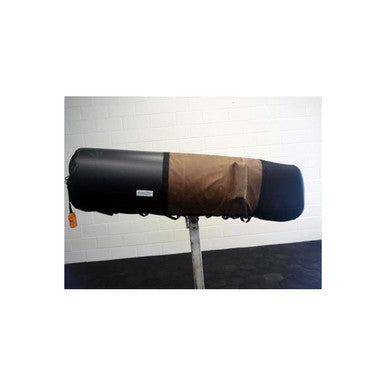 Leather Blanket with Hips and HOOD,"Leather blanket with attached hood on cylindrical form"