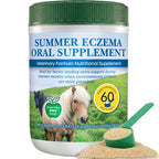Summer Eczema,"Supplement tub with horse image and green scoop of powder"