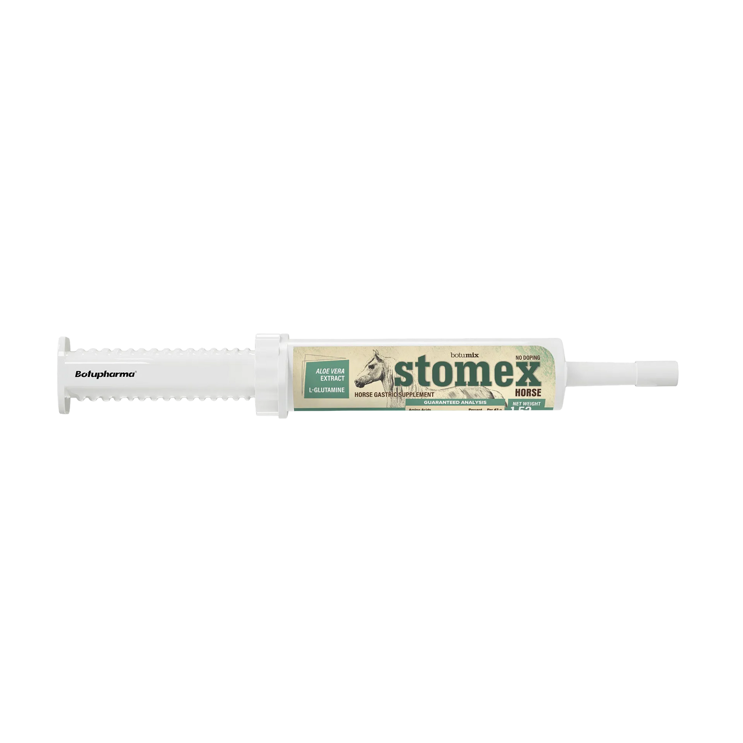 BotuMix Stomex,"White oral paste syringe with labeled barrel"